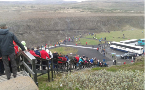 Mynd tekin við núverandi stiga sem tengir efra og neðra útsýnissvæðið við Gullfoss þann 11. júní 2013 kl. 13.23.